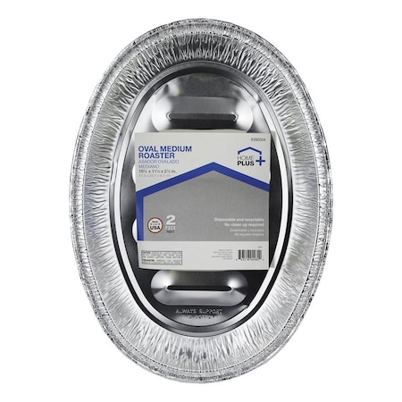 Home Plus Home Plus Durable Foil 11-1/2 in. W X 16-1/2 in. L Oval Roaster Pan Silver 2 pc D45010